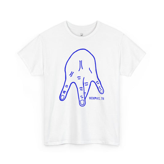 M-Hand Signature Tee "White & Blue"